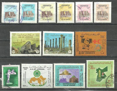 JORDANIA Lähi-Itä suuri levyllinen merkkejä o