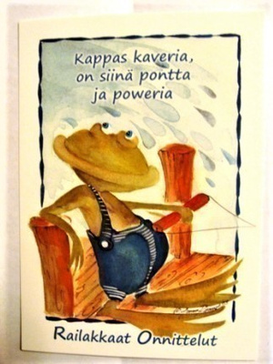 NO  1  -  kappas  kaveria, on siinä- ONNITTELUKORTTI onnea