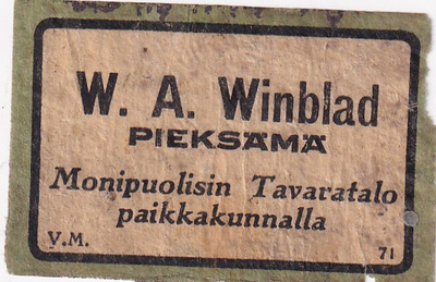 Pieksämä , W. A. Winblad   V. M. 71  s21