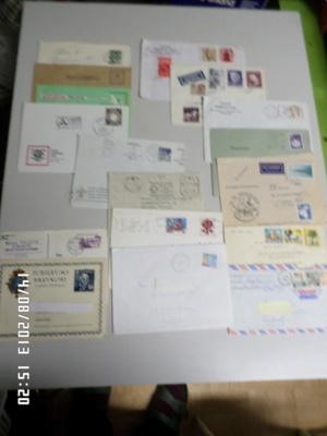 Kuvien mukaiset 17 kpl  Ulkolaisia vanhoja   postilähetyksiä