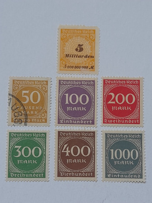 Deutsches Reich postmerkkisetti 7 kpl