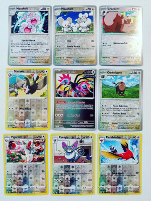 Pokemon Reverse Holo kortteja 9kpl