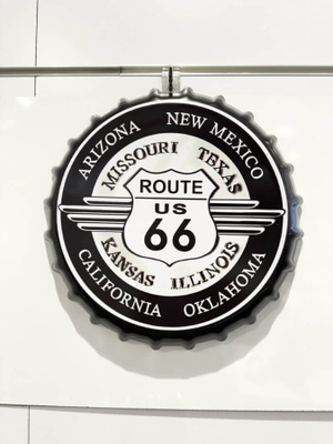 Pyöreä metallikyltti Route 66
