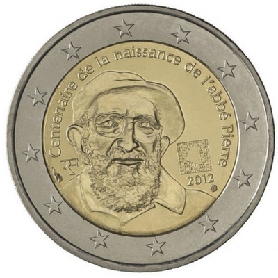 Ranska 2012 2 € Abbe Pierre UNC