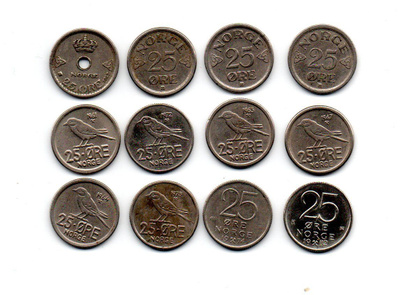 Norja 25 öre 12 kpl