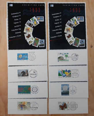 Näyttelykortti - Exhibition Card 1993 8 kpl