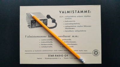 Star-Radio Oy Esite 60-luvun Alku