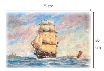 Uusi purjelaiva puutaulu koko noin 50 cm x 75 cm