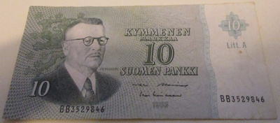 Seteli 10 mk Litt. A 1963 Suomen Pankki BB3529846