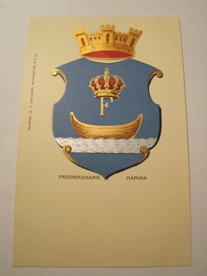 VANHA Postikortti Hamina Vaakuna HUIPPUKUNTO ennen-1905