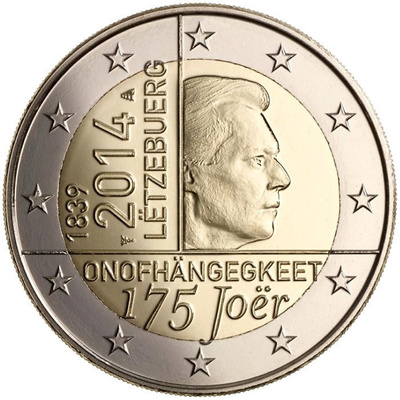 ** LUXEMBURG 2€ 2014 175 Years of Independence pillerissä **