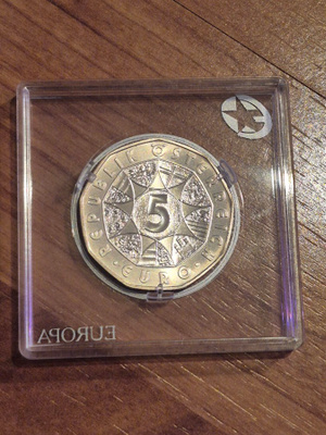Hopearaha 5 euroa 2004, Itävalta, 10 g Ag800
