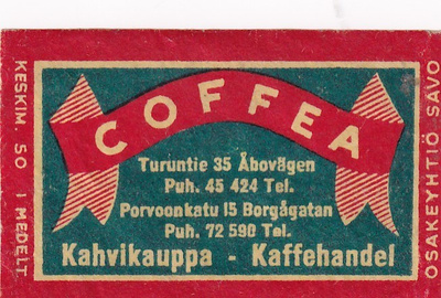 Kahvikauppa COFFEA , Turuntie 35, Porvoonkatu 15  4/1
