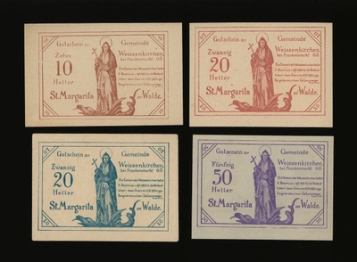 Itävalta Notgeld 10, 2x20, 50 Heller, Weissenkirchen