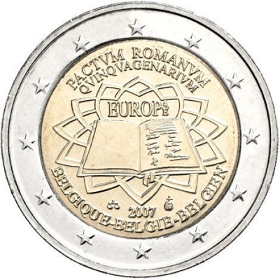 BELGIA ERIKOISEURO 2 EUROA 2007 (ROOMAN SOPIMUS 50 V.) 