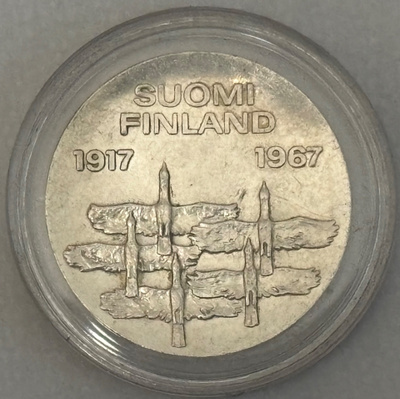 Hopearaha Suomi Finland 50 vuotta 1917-1967 0.900 hopea