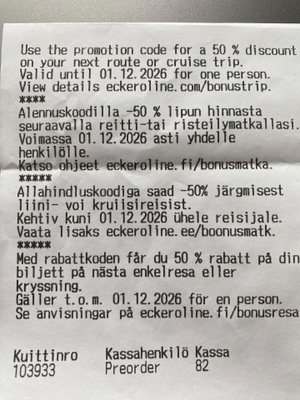ECKERÖ LINE BONUSMATKA