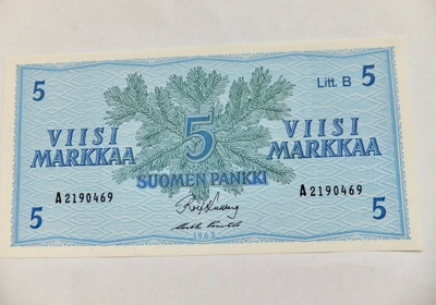 5 mk 1963 Litt B A-sarja PAKKASILEÄ