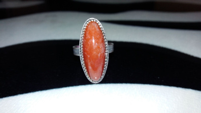 Vintage desing hopea sormus akaatti kivi 875