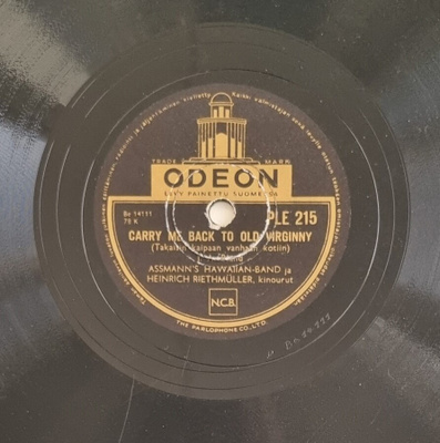 Savikiekko - Assmann's Hawaiian Band - Odeon PLE 215