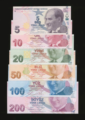 Turkki 5-200 Lirasi 2009, P222-P227, UNC