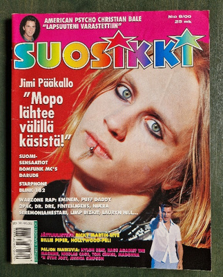 Suosikki 8/00 Musiikkilehti. Mm Jimi Pääkallo..