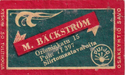 Helsinki, M. Bäckström, Orioninkatu  15  , Puijo  1/16
