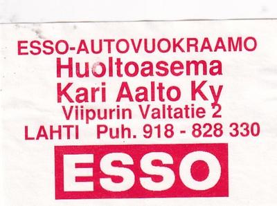 Lahti, Kari Aalto Ky,  ESSO   1/9