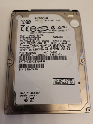 Hitachi 250GB 5400rpm sata kovalevy