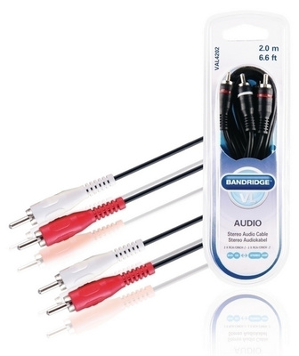 Bandridge Stereoäänikaapeli 2xRCA Uros-Uros, 2m *UUSI*