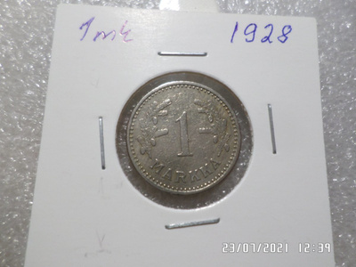 1  mk  1928  Kuparinikkeli     Rahakehyksessä