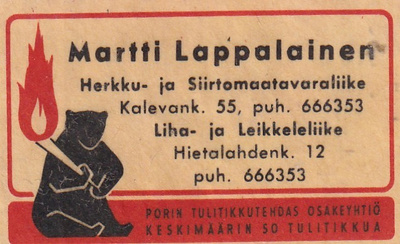 Martti Lappalainen, Kalevank. 55, Hietalahdenk. 12   6/1