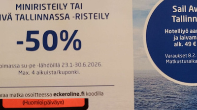 HALVIN Eckeröline -50% alennuskuponki -30.6.26 saakka.