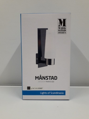 Seinävalaisin Månstad 1lmp (black,b-chr,bath,MarkSlöjd,uusi)