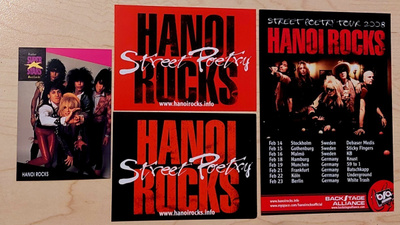 Hanoi Rocks : Vanha kortti, tarroja + flaieri
