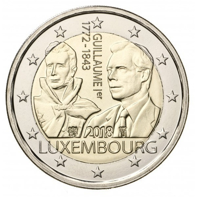 ** LUXEMBURG 2€ 2018 Guillaume I pillerissä **