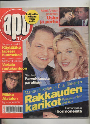 Apu n:o 17 2001 Marita & Esa. Miitta. Mikko. MM-jääkiekko.