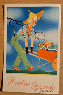 neitonen työntää kärryjä, kulkenut 1943