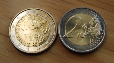Suomi 2015 2 € Jean Sibelius UNC