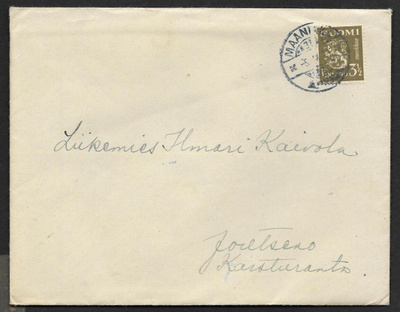 Postiläh. - Yl.m. 3,50mk 1942 (LAPE 265) Maaninka 5.9.1944