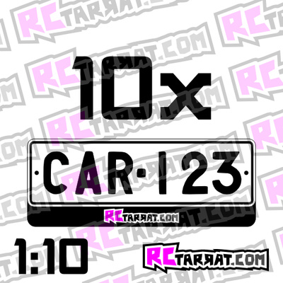 RCtarrat.com:n valkopohjainen rekisterikilpitarra, 1:10
