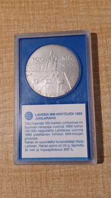 100 mk 1989 Lahti MM-hiihdot. Hopea 830 KL 9.
