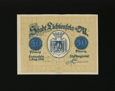 Saksa Notgeld 50 Pfennig, Lichtenfels 1.8.1918