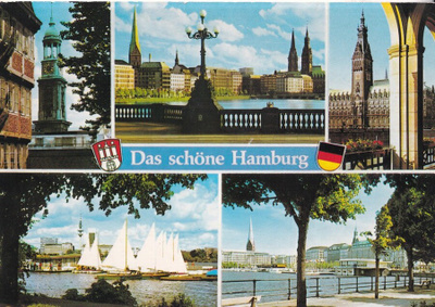 Hamburg, Lippu. vaakuna . monikuvakortti e227