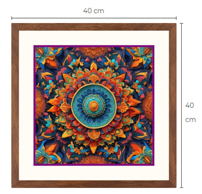 Uusi Mandala taulu koko 40 cm x 40 cm kehyksineen