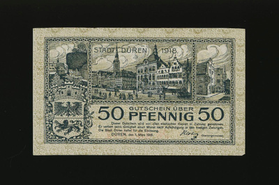 Saksa Notgeld 50 Pfennig, Düren 1.3.1918