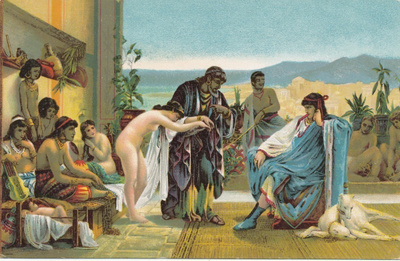 V GIRAUD - Orjatar - vanha taidekortti