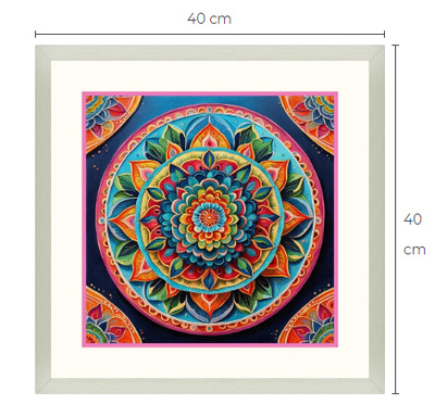 Uusi Mandala taulu koko 40 cm x 40 cm kehyksineen