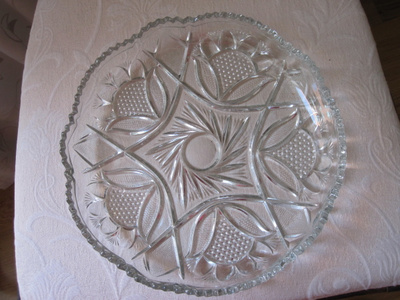 IITTALA vanha lasinen tarjoilulautanen halk. 25 cm