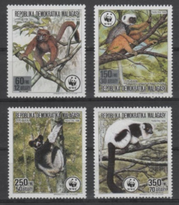 (S0554) MADAGASCAR 1988 (WWF. Lemurs) Mi ## 1110-1113. MNH**